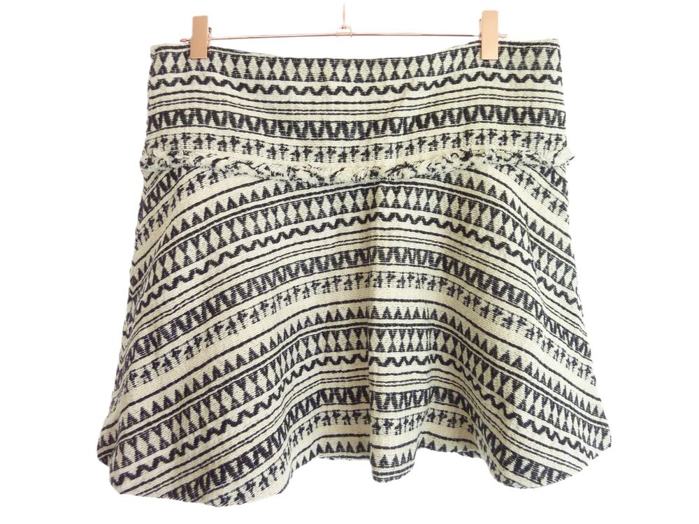 Banana Republic Womens Size 10 Cotton Jacquard Textured Flare Skirt Black White